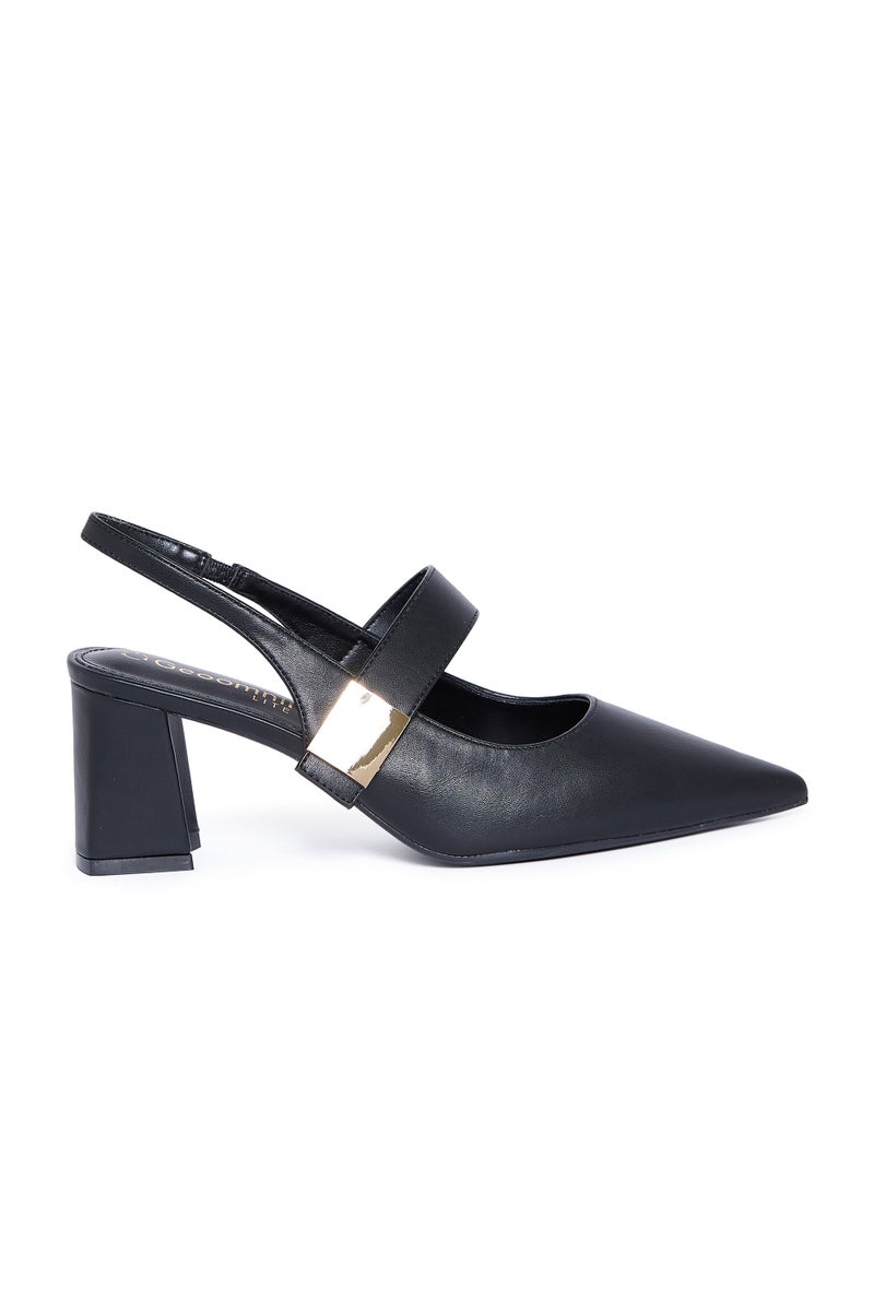 جيومني بغل الكعب المتوسط للنساء – كعب أنيق بدون ظهر للمكتب، للحفلات والملابس اليومية - Image 2